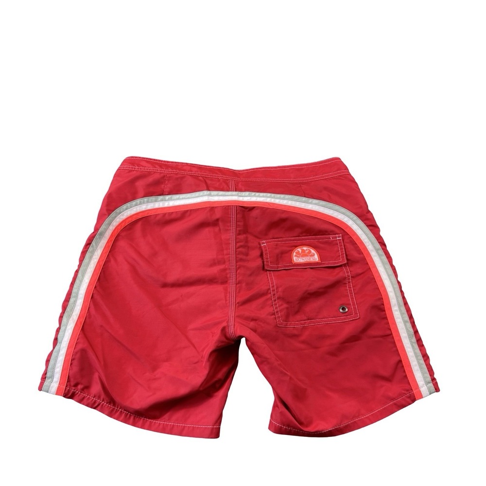 Sundek Red Mesh Lined Sunwwave Iconic Nylon Swim Trunk Size 30
